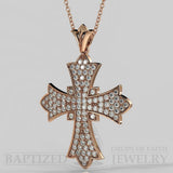 Natural Diamonds Wide Full Cross Pendant In 14K Gold (0.95 Ctw) - 14K Rose Gold