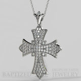 Natural Diamonds Wide Full Cross Pendant In 14K Gold (0.95 Ctw) - 14K White Gold