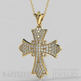 Natural Diamonds Wide Full Cross Pendant In 14K Gold (0.95 Ctw) - 14K Yellow Gold