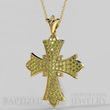 Fancy Yellow Diamonds Wide Full Cross Pendant In 14K Gold (0.95 Ctw) - 14K Yellow Gold