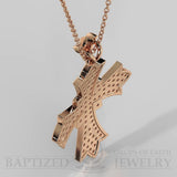 Natural Diamonds Wide Full Cross Pendant In 14K Gold (0.95 Ctw) - 14K Rose Gold