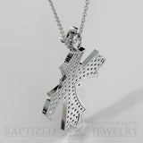 Natural Diamonds Wide Full Cross Pendant In 14K Gold (0.95 Ctw) - 14K White Gold