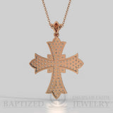 Natural Diamonds Wide Full Cross Pendant In 14K Gold (0.95 Ctw) - 14K Rose Gold