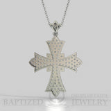 Natural Diamonds Wide Full Cross Pendant In 14K Gold (0.95 Ctw) - 14K White Gold