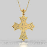 Natural Diamonds Wide Full Cross Pendant In 14K Gold (0.95 Ctw) - 14K Yellow Gold