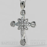 Natural Diamonds Flower Cross Pendant In 14K Gold (0.46 Ctw) - 14K White Gold
