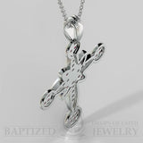 Natural Diamonds Flower Cross Pendant In 14K Gold (0.46 Ctw) - 14K White Gold