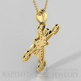 Blue Sapphire Flower Cross Pendant In 14K Gold (0.52 Ctw) - 14K Yellow Gold