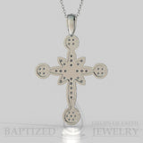 Natural Diamonds Flower Cross Pendant In 14K Gold (0.46 Ctw) - 14K White Gold