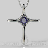 Infinity Cross Pendant With Blue Sapphire (lab Created, 0.5 Carat). - Sterling Silver 925
