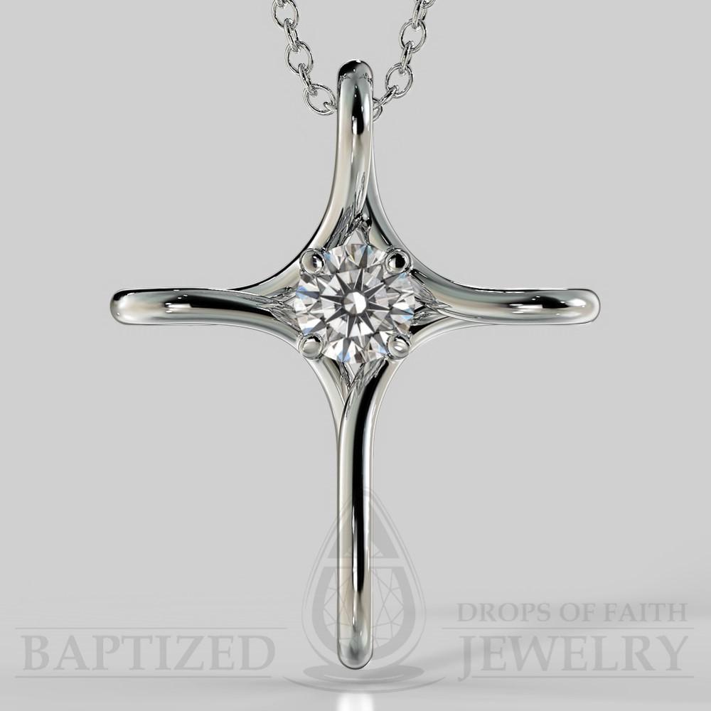 Infinity Cross Pendant With Cubic Zirconias (0.5 Carat). - Sterling Silver 925