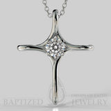 Infinity Cross Pendant With Cubic Zirconias (0.5 Carat). - Sterling Silver 925