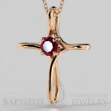Ruby Infinity Cross Pendant In 14K Gold (0.5 Ct) - 14K Rose Gold