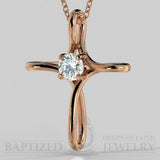 Natural Diamond Infinity Cross Pendant In 14K Gold (0.25 Ct) - 14K Rose Gold