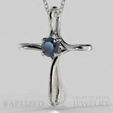 Infinity Cross Pendant With Blue Sapphire (lab Created, 0.5 Carat). - Sterling Silver 925