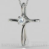Infinity Cross Pendant With Cubic Zirconias (0.5 Carat). - Sterling Silver 925