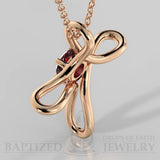 Ruby Infinity Cross Pendant In 14K Gold (0.5 Ct) - 14K Rose Gold