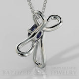 Infinity Cross Pendant With Blue Sapphire (lab Created, 0.5 Carat). - Sterling Silver 925