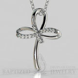 Natural Diamond Clover Cross Pendant In 14K Gold (0.15 Ctw) - 14K White Gold