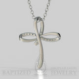 Natural Diamond Clover Cross Pendant In 14K Gold (0.15 Ctw) - 14K White Gold