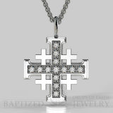 Natural Diamond Jerusalem Cross Pendant In 14K Gold (0.5 Ctw) - 14K White Gold