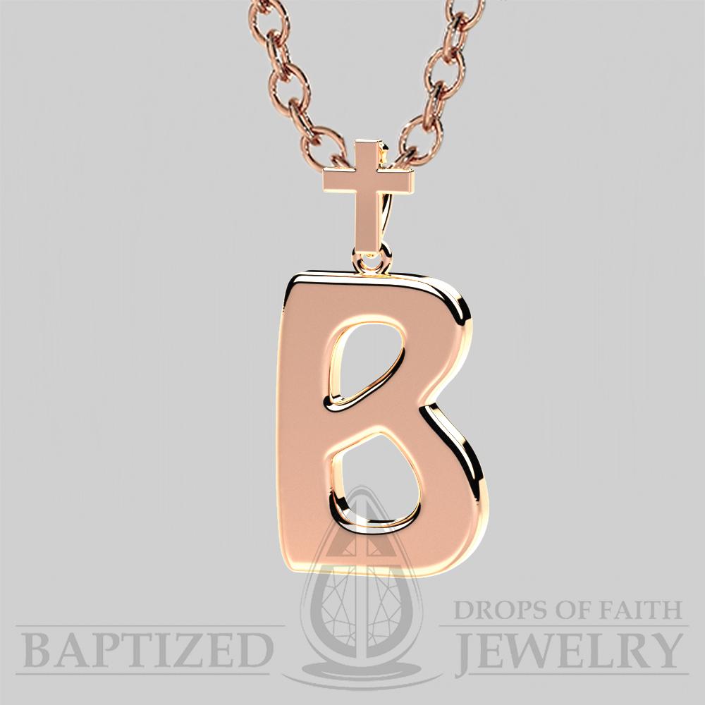 B Letter Pendant In 14K Rose Gold  - 14K Rose Gold