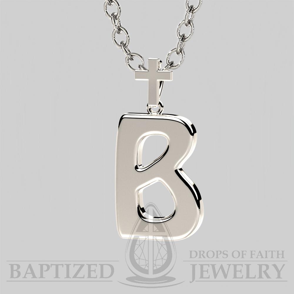 B Letter Pendant In Sterling Silver - Sterling Silver 925
