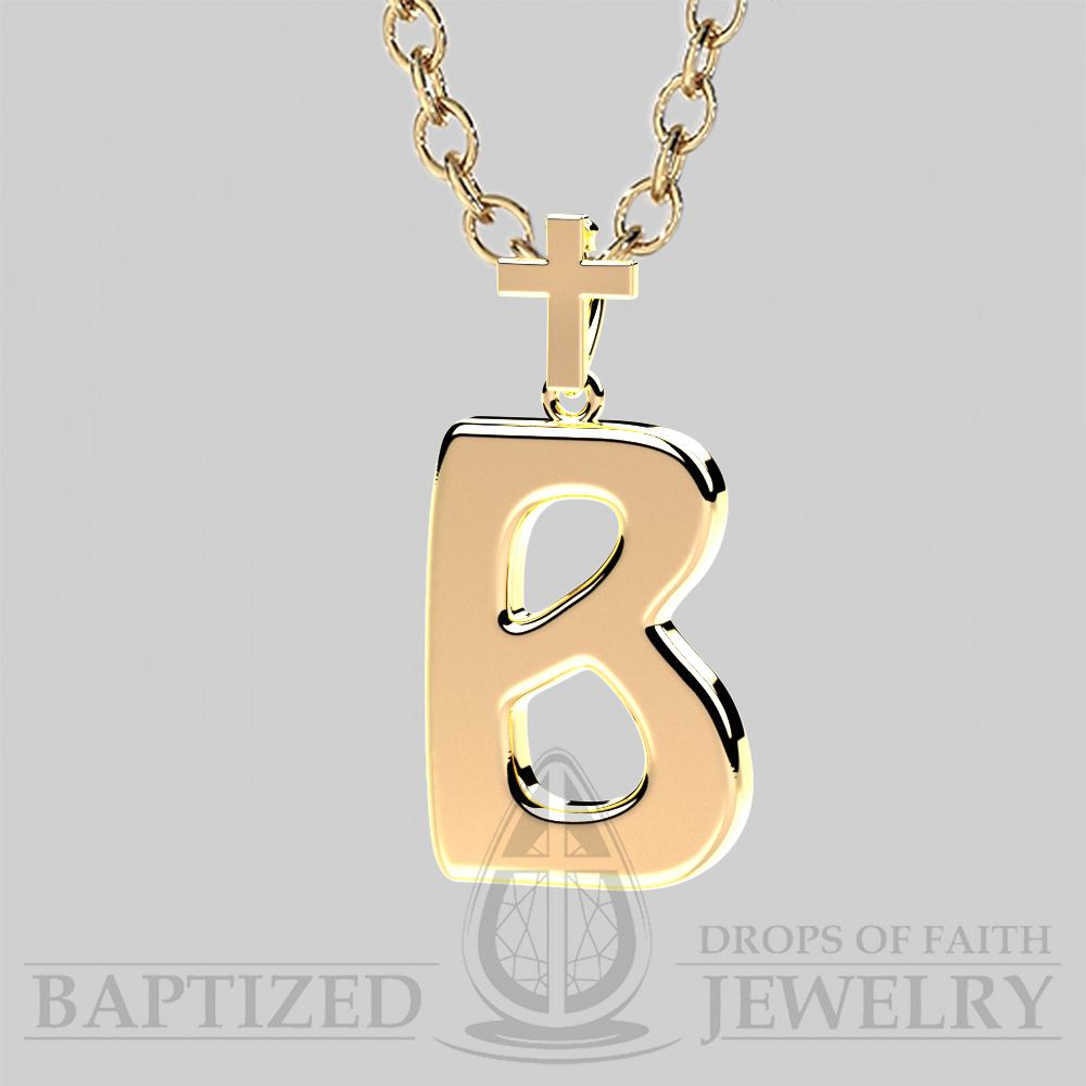 B Letter Pendant In 14K Yellow Gold  - 14K Yellow Gold
