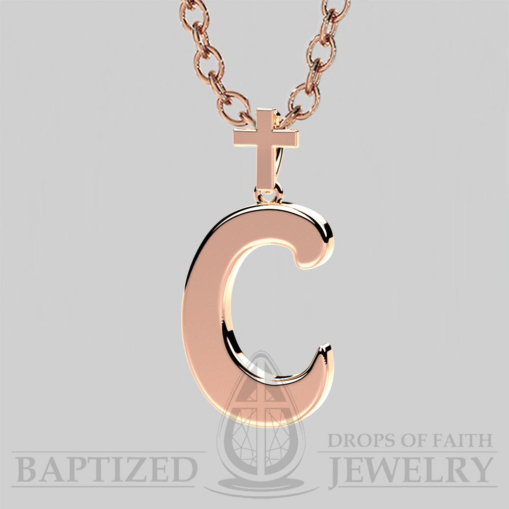 C Letter Pendant In 14K Rose Gold  - 14K Rose Gold
