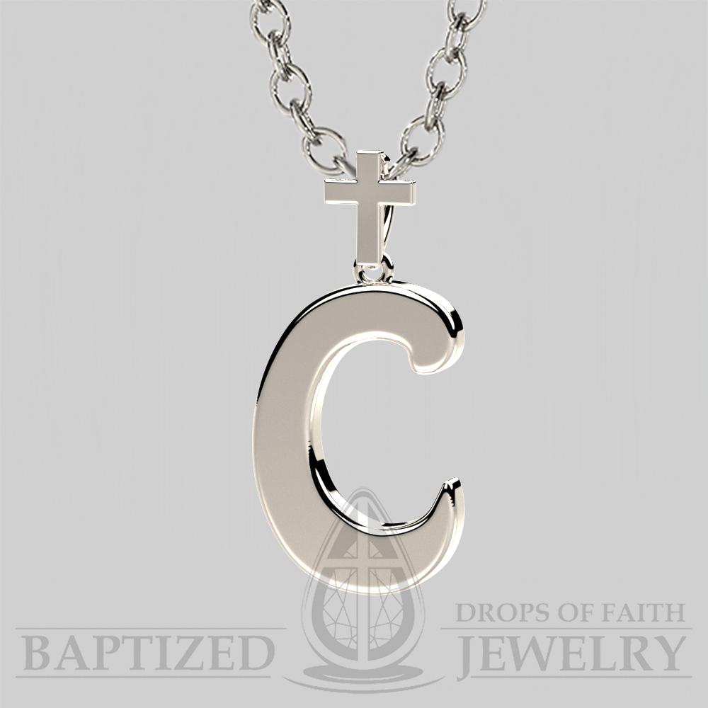 C Letter Pendant In Sterling Silver - Sterling Silver 925