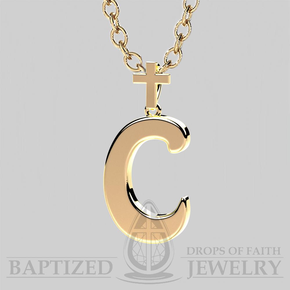 C Letter Pendant In 14K Yellow Gold  - 14K Yellow Gold