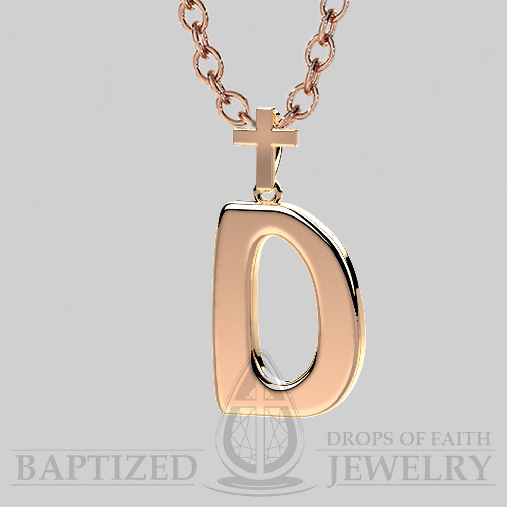D Letter Pendant In 14K Rose Gold  - 14K Rose Gold
