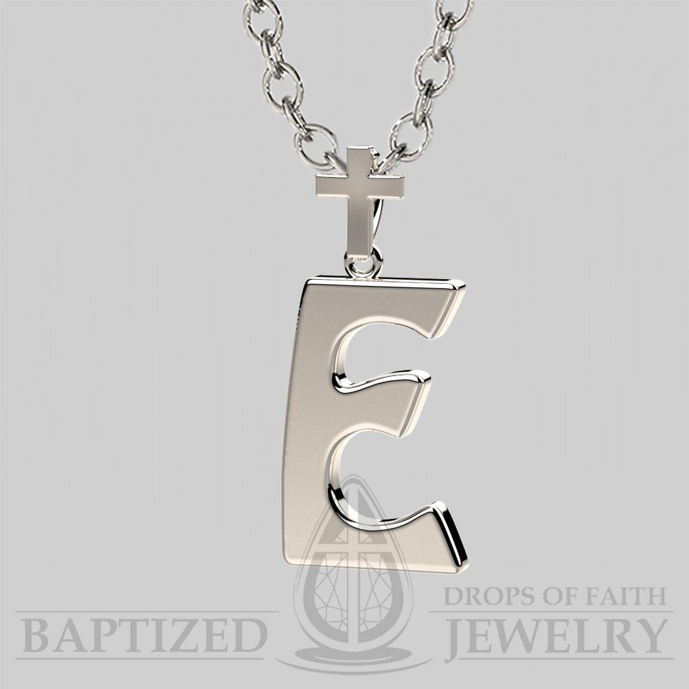E Letter Pendant In Sterling Silver - Sterling Silver 925