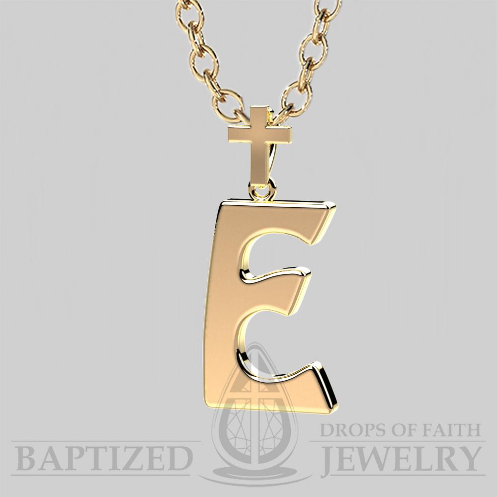 E Letter Pendant In 14K Yellow Gold  - 14K Yellow Gold