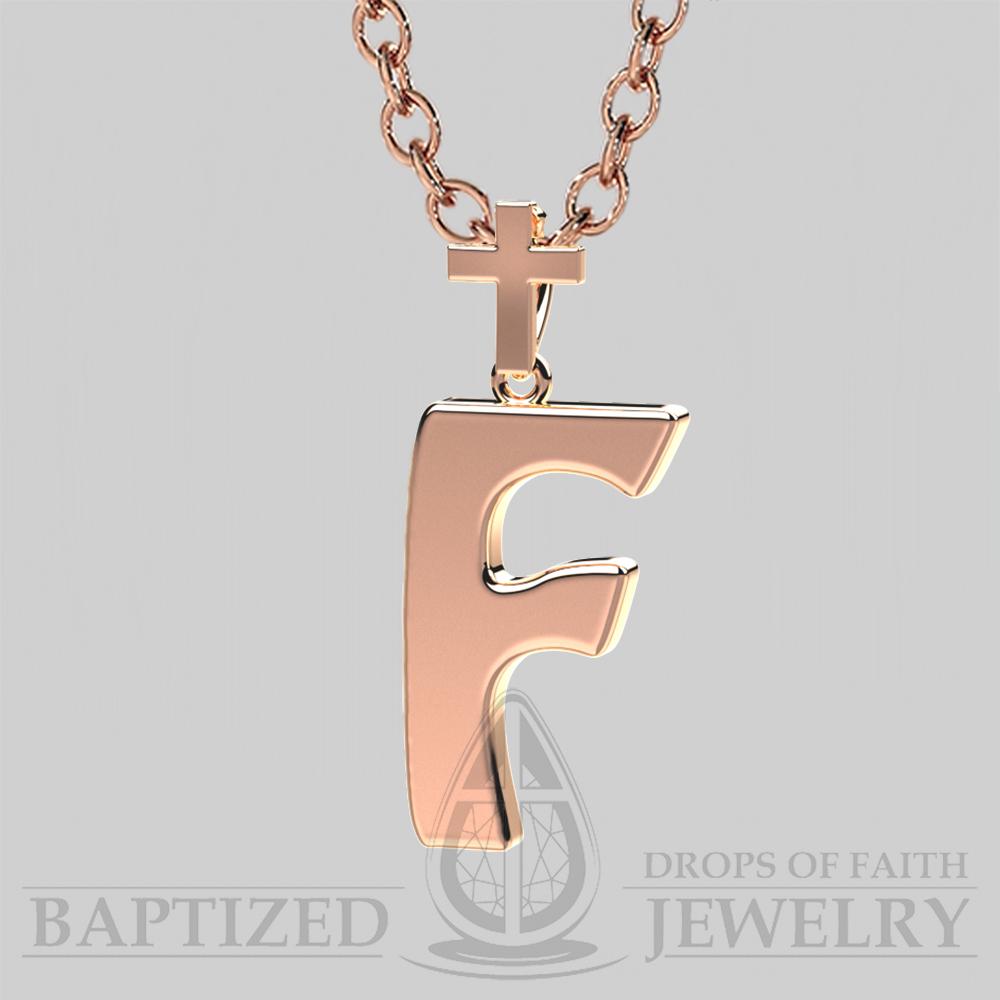 F Letter Pendant In 14K Rose Gold  - 14K Rose Gold