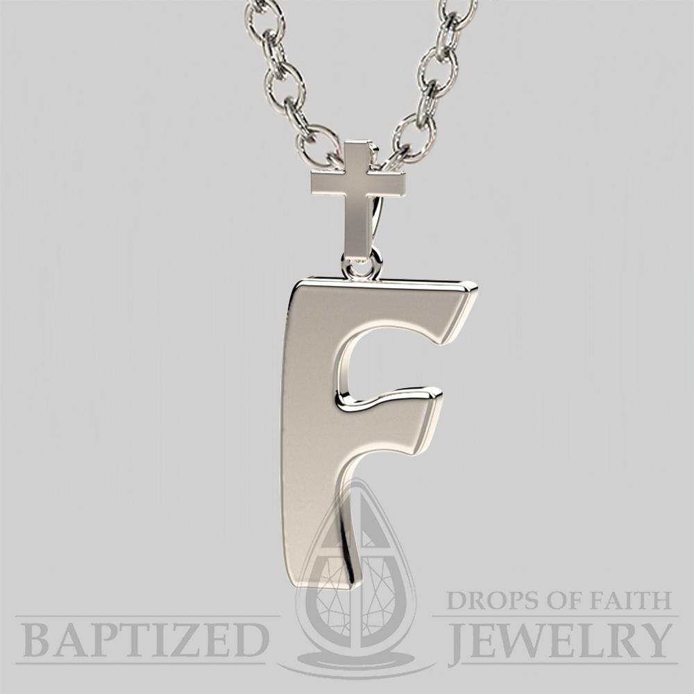 F Letter Pendant In Sterling Silver - Sterling Silver 925