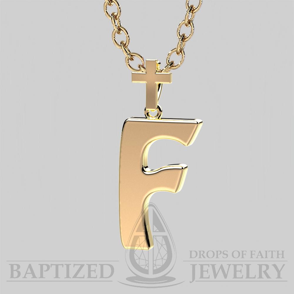 F Letter Pendant In 14K Yellow Gold  - 14K Yellow Gold