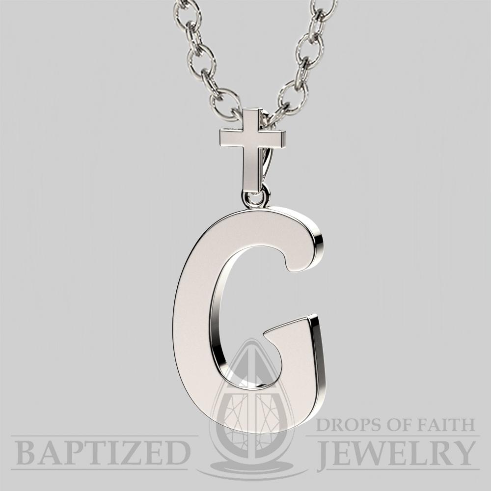 G Letter Pendant In 14K White Gold  - 14K White Gold