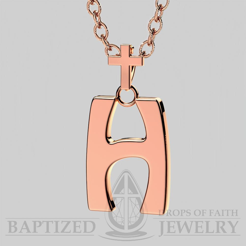 H Letter Pendant In 14K Rose Gold  - 14K Rose Gold