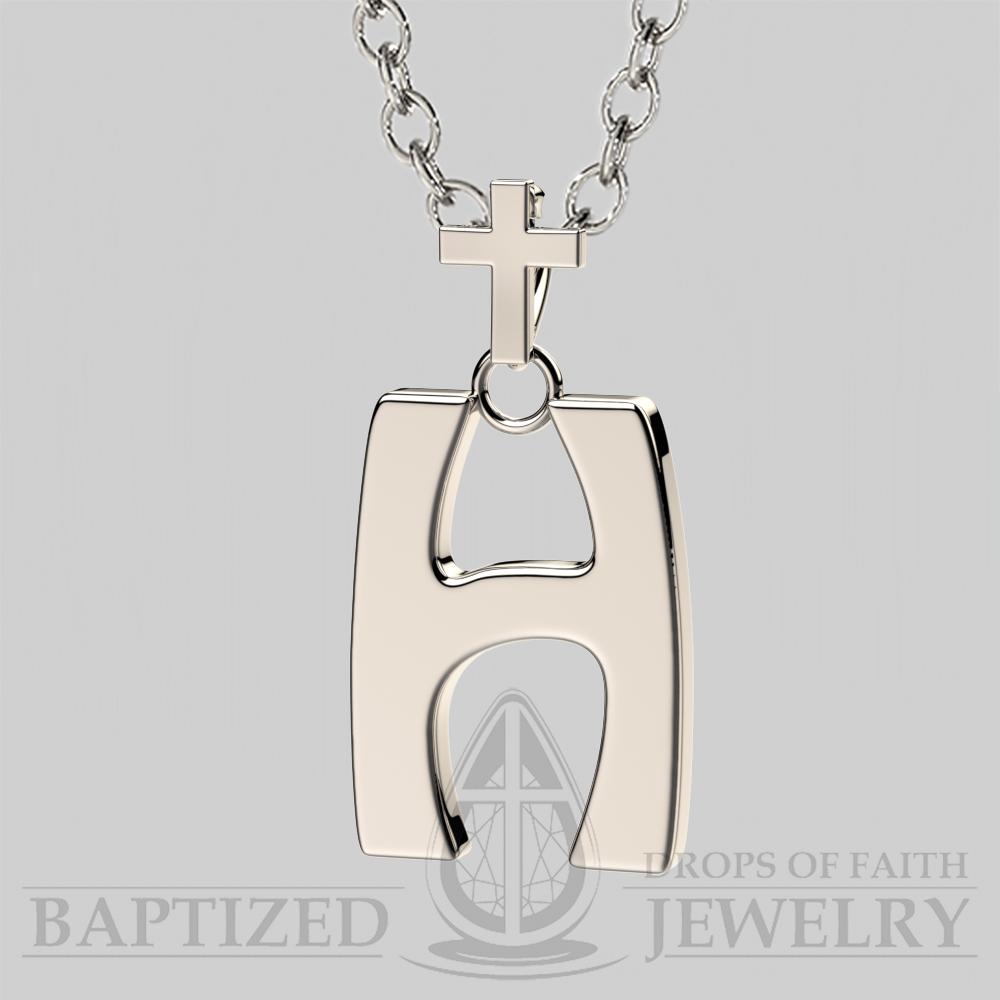 H Letter Pendant In 14K White Gold  - 14K White Gold