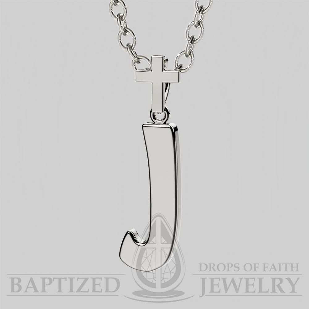 J Letter Pendant In Sterling Silver - Sterling Silver 925