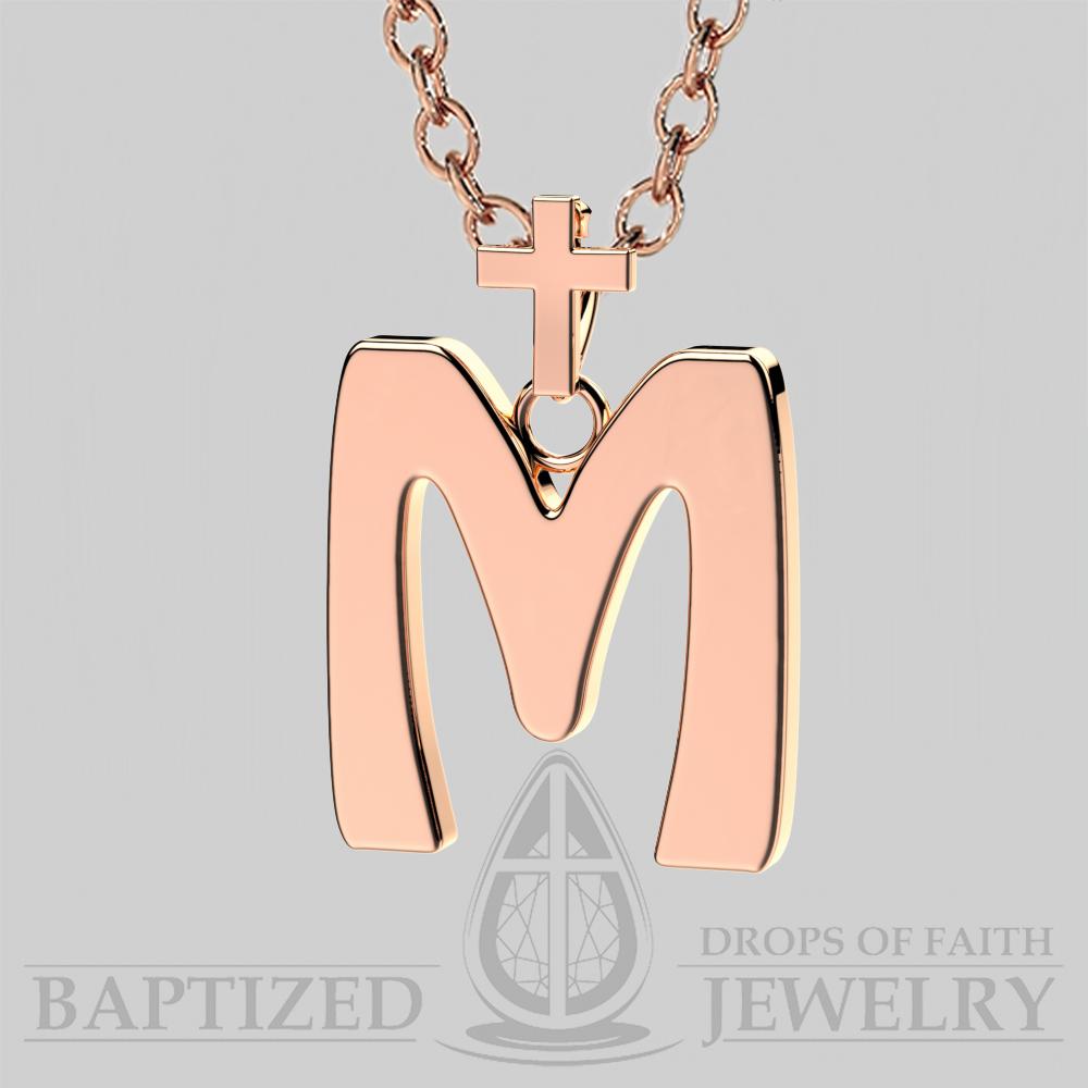 M Letter Pendant In 14K Rose Gold  - 14K Rose Gold