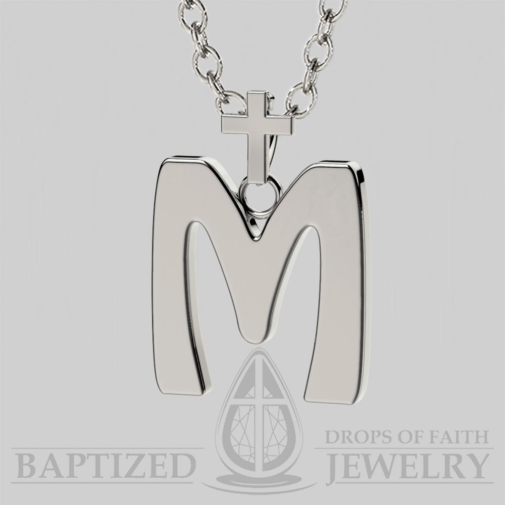 M Letter Pendant In 14K White Gold  - 14K White Gold