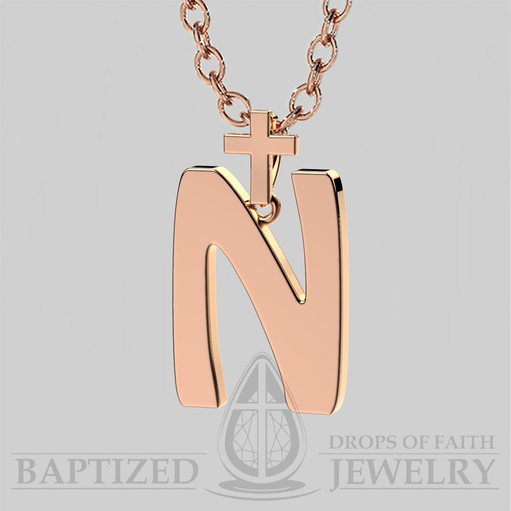 N Letter Pendant In 14K Rose Gold  - 14K Rose Gold