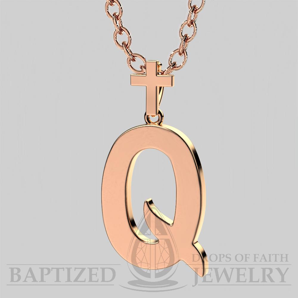 Q Letter Pendant In 14K Rose Gold  - 14K Rose Gold