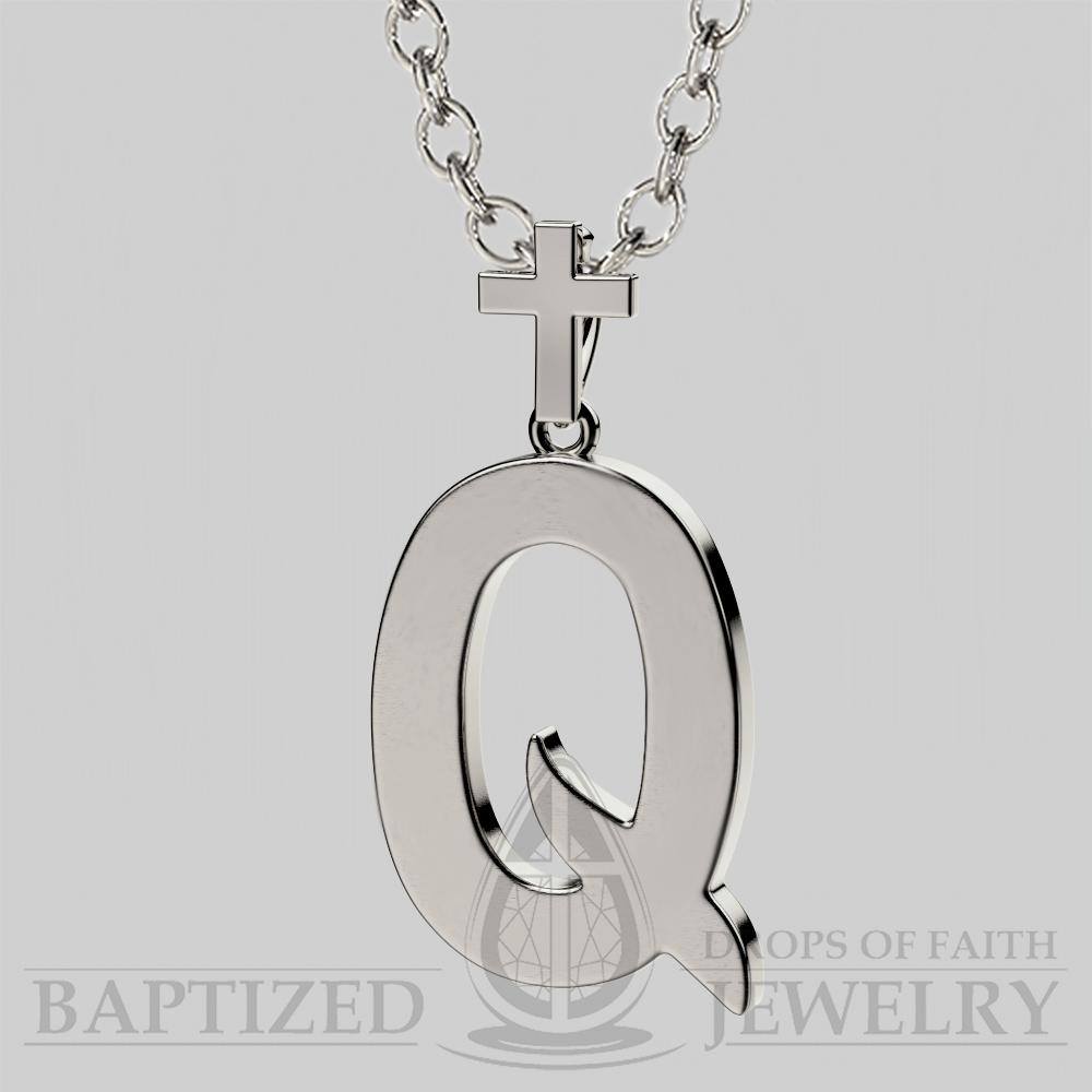 Q Letter Pendant In Sterling Silver - Sterling Silver 925