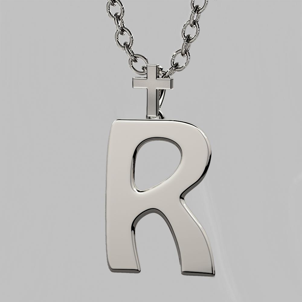 R Letter Pendant In Sterling Silver - Sterling Silver 925