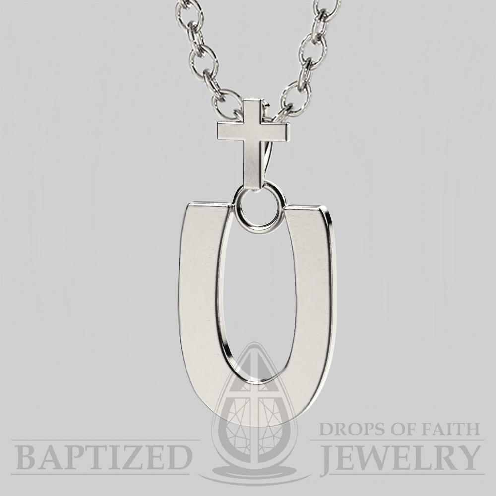 U Letter Pendant In Sterling Silver - Sterling Silver 925