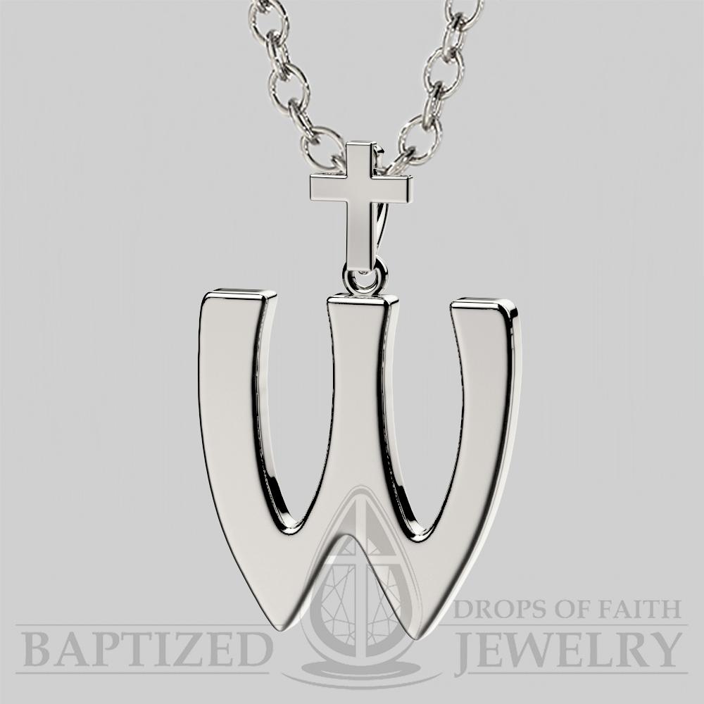 W Letter Pendant In Sterling Silver - Sterling Silver 925