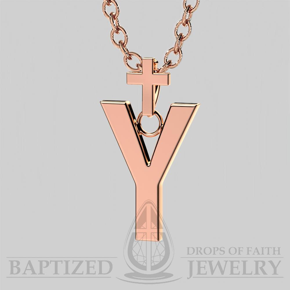 Y Letter Pendant In 14K Rose Gold  - 14K Rose Gold